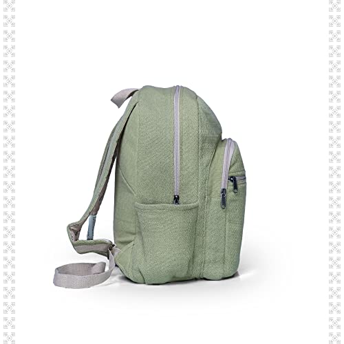 Ruana Hemp Backpacks Lightweight 100% Natural Hemp Cotton Fabric Casual Daypack Multipurpose Handmade Bag For Travel, Hiking, Yoga, Picnic (Green, 38 Cm W X 45 Cm L) #TOP2