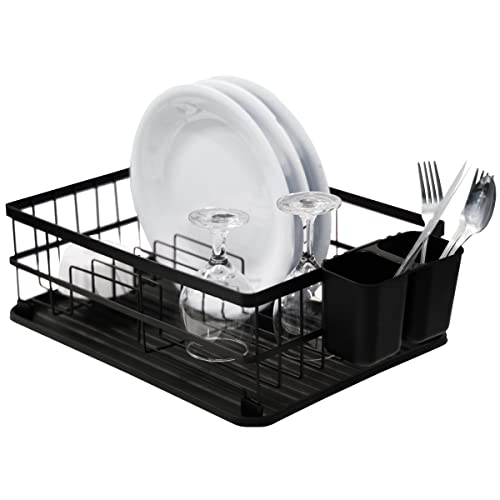 Escorredor Louça 1 Andar com Porta Talher Aço Preto 9 Pratos com Bandeja Westing