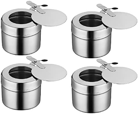 Fuel Holder for Chafer, 4PCS Stainless Steel Chafing Fuel Holder with Cover for Chafing Dishes, Buffet Barbecue Party Events
