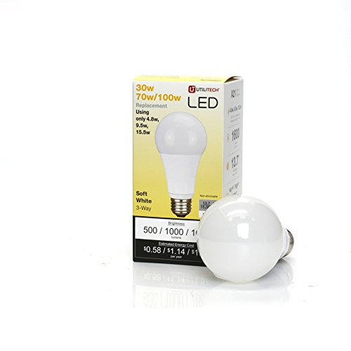 Dijkoo 3-Way LED Bulb, A21-30w/70w/100w - 4.8w/9.5w/15.5w, Soft White, 2700K, Standard Base