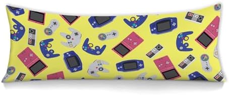 Game Body Pillow Cover for Boys Gifts Gaming Pattern Long Pillow Case with Zipper Ultra Soft Decorative Modern Large Pillowcases Soft Cushion Covers for gameroom,Bedroom,Couch,Sofa 20"x54"(Yellow) image 5