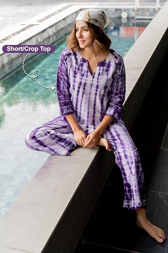 Image of MIRCHI FASHION Pure Cotton Cord Set | Shibori Printed Short Kurti with Palazzo Pant | Ethnic Co-ord Set for Women | Summer Office Wear