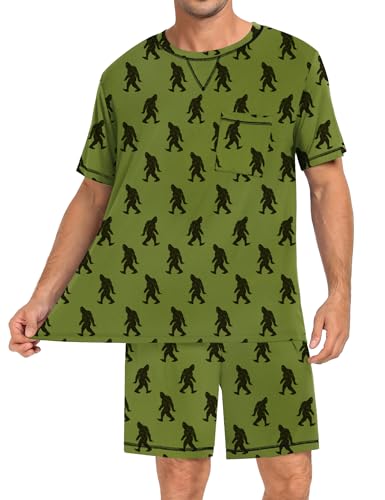 Image of SWOMOG Mens Pajamas Set Summer Sleepwear Short Sleeve Pjs Set Soft 2 Piece Lounge Set Comfy Loungewear with Pockets