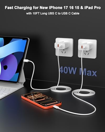 iPhone 18 17 16 Charger, 40W Dual Port USB C Charger Fast Charging Block - image 5