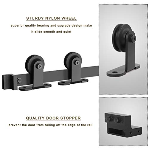 6.6ft Single Barn Door Hardware Kit, Dedoot Heavy Duty Sliding Door Rail, Fit 36"-40" Wide Door Panel, Smoothly and Quietly, Easy to Install (T Shape) - Thumbnail 5