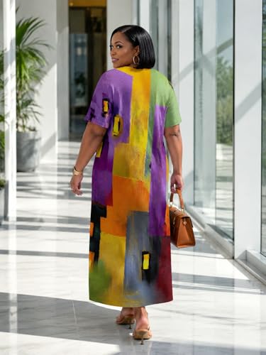 Image of SUZONANA Plus Size Dresses for Curvy Women African Print American Dress Summer Outfits Casual Loose with Pocket