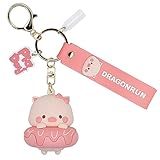 MEIPEL Cute Cartoon Pig Keychain, Pink Blue Couple Keychains Accessories with Silicone for Car Key C