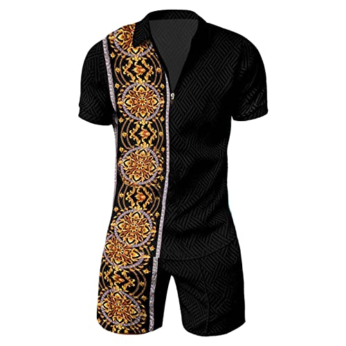 Conjunto masculino casual de manga curta e shorts conjunto de duas peças roupas de verão com zíper c