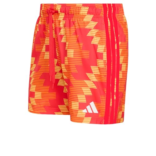 adidas Homme Football-Inspired Graphic Swim 5 inch Swimwear, Ice Tangerine/White, 3XL