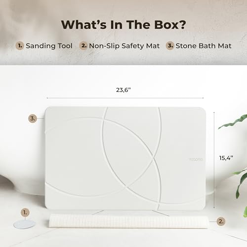 Image of TOSORO - Stone Bath Mat Diatomaceous Earth Shower Mat Non-Slip Super Absorbent Diatomite Stone Bath Mats for Bathroom Floor Quick Drying Natural Easy to Clean (23.5 x 15) - Sandstone
