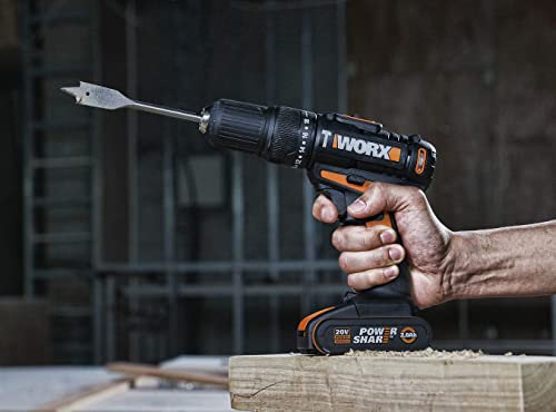 WORX 18V(20V MAX) Akku-Schlagbohrschrauber WX371.7, 2,0Ah 2Akkus, PowerShare, 55 Tlg. Zubehörset (Handwerkzeuge und Bohrschrauber), Schlagbohrer 2 Gänge, Koffer, 18+1+1 Drehmomentstufen – Bild 6
