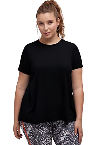 T-shirt meshcutouts back femme Ulla Popken noir grande taille en coton
