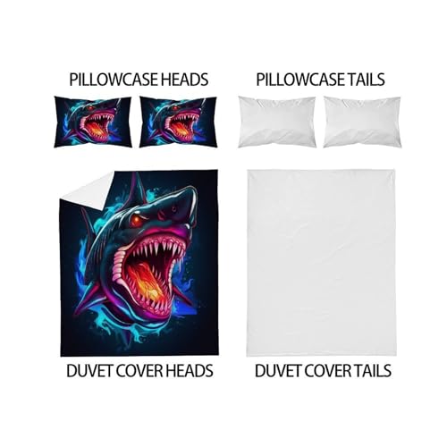 Couvre-lit microfibre requins 3 pièces avec fermeture éclair robuste taille XL - 4