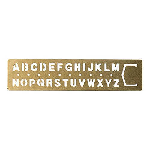 Alphabet laiton Midori 42169006 pochoir de luxe en métal doré pour carnet