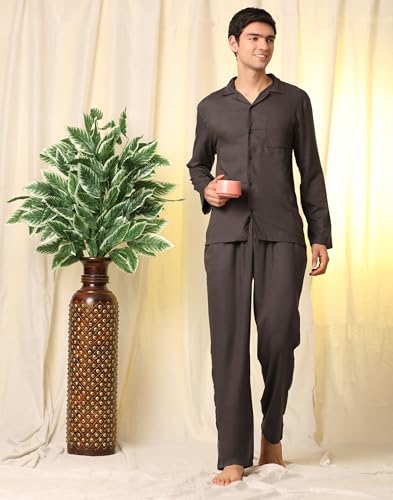 Image of B STORIES Men's 100% Cotton Full Sleeve PJ Set - Checkered Nightwear Set | Soft Loungewear | Comfortable Sleepwear | Stylish Casual Home Wear Shirt & Pant (S-XXL)