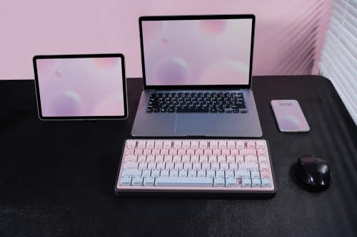 Image of ZORNHER UR82 Wireless Mechanical Keyboard,75% Creamy Keyboard with Cute Cat-Ear Shine Through Keycaps, Hot-Swappable RGB Gaming Keyboard for Windows /Mac, BT /2.4G /USB-C,Bubble Cat Pink Blue