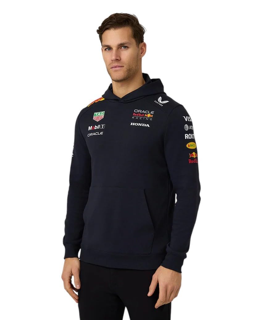 Castore Red Bull Racing F1 2025 Team Pullover Felpa con Cappuccio, Marina Militare, L