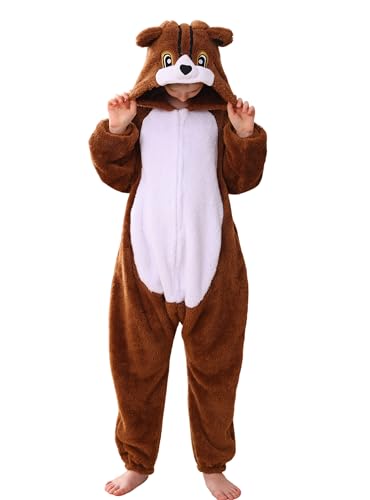 Magicmode Kids Squirrel Onesie Pajamas Soft Flannel Halloween Cosplay Costumes for Boys Girls