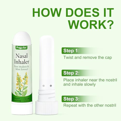 Image of PUFFIAIR Mullein Nasal Sticks (3 Pack) 丨Pure Mullein & Mint Extract丨 Boost Focus, Reduce Fatigue & Stuffy Noses 丨 Support Craving Relief for Smokers, Energy Boost & Respiratory Health