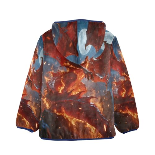 Fiery Dragon Moonlight Toddler Fleece Jacket Girl Boys Hooded Fleece Jacket Coat Warm Outwear Zip-up 3-10T2
