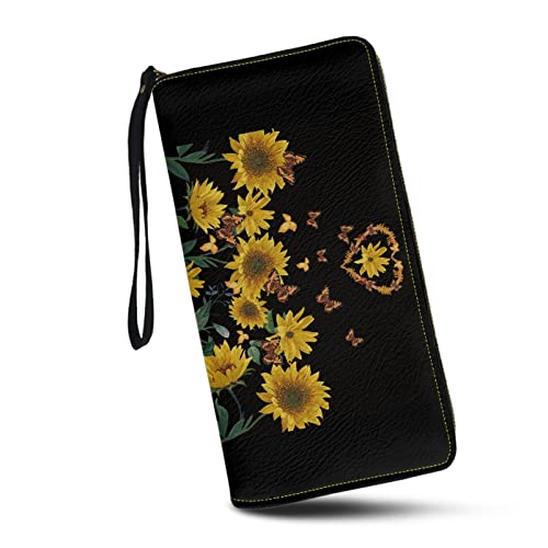 Coldinair Sunflower Love Print Womens Zip Around Wallet Phone Clutch Purse Card Holder Organizer For Girls #TOP5