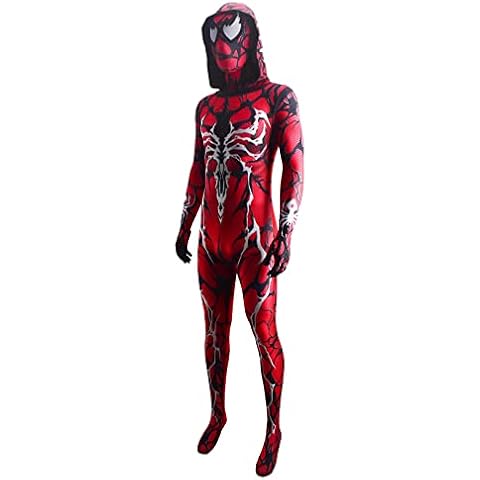 MODRYER Venom Gwen Cosplay Unitard Carnage Spiderman Jumpsuit Girls Boys Zentai Unisex Superhero Onesies Halloween Bodysuit Party Performance Tight,Red-Men/M 160~165cm Cover