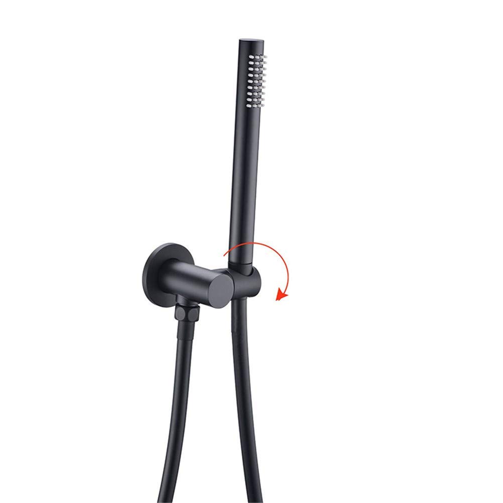 Juego de grifo de ducha negro mate montado en la pared, grifo de ducha de lluvia, válvula termostática, cabezal de ducha de 8 a 12 pulgadas con manguera de ducha para baño familiar, redondo, 12