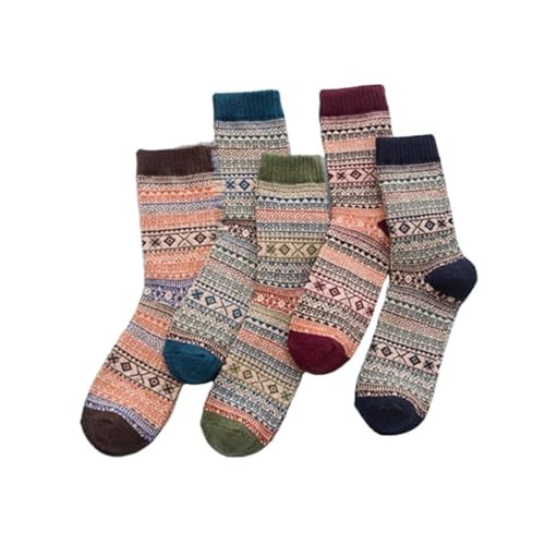 Image of Kelabia Vintage Thick Knit Wool Socks for Women Men Nordic Winter Cottagecore Warm Soft Socks