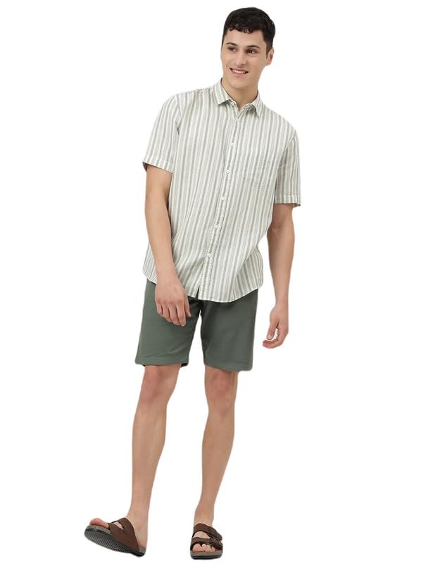 Image of Marks & Spencer Mens Striped Linen Blend Collared Neck Relaxed Fit Shirt