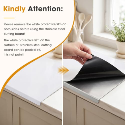304 Stainless Steel Cutting Boards with Lip Kitchen Medium (19.7 x 15.7 in) by ZDZDFF - Used condition - Image 2