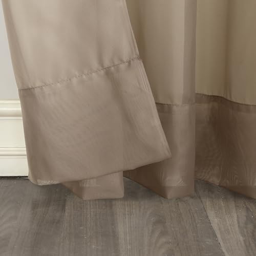 Image of No. 918 25767 Emily Sheer Voile Rod Pocket Curtain Panel, 59 inch inch x 95 inch inch, Taupe