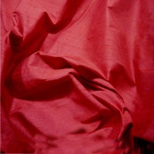 Silk Dupion Fabric, 100% Silk Yarn, 112cm Wide, Luxurious Slub Texture, for Fashion and Soft Furnishings, Multiple Colours (Red (12), Sample (15 cm x 15cm))