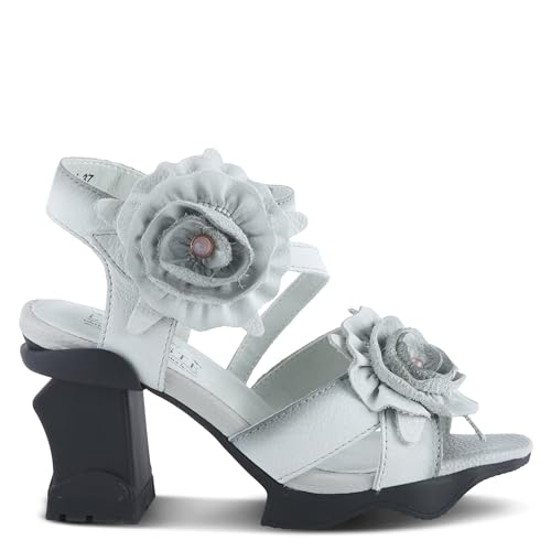 Image of Spring Step L'Artiste Shelly - Women's Hand-Painted Floral Leather Platform Sandal with Adjustable Ankle Strap - Artistic Block Heel For Everyday Wear