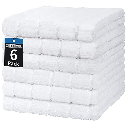 HOMERHYME White Hand Towels, 6 Pack 25''*15'' Microfiber Hand Towels for Bathroom Kitchen, All-Purpose Quick Dry Lint Free Soft Absorbent Wash Cloths, Gym Towels Bath Towels Bulk for Yoga Spa Hotel