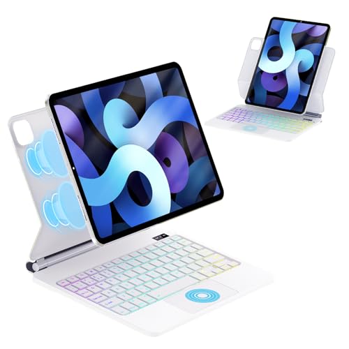AVNICUD iPad Pro 11�C���`�iM4 2024�AM5 2025�j�}�W�b�N�L�[�{�[�h �^�b�`�p�b�h���� �P�[�X�t�� ���C�z���� �p��z�� Bluetooth�ڑ� �o�b�N���C�g�t�� �����X���[�v ���p�x���� USB-C�[�d�Ή� �z���C�g