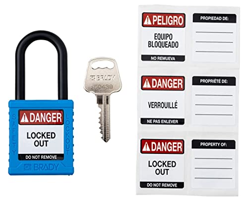 Image of Brady Safety Lockout Padlock Sets - 6 Pack - Blue - Keyed Alike Safety Lockout Padlocks - 1 Key Per Lock - SDPL-BLU-38PL-KA6
