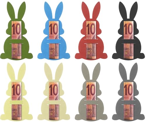 TopLuck Embalaje para regalo de Pascua, 8 adornos de fieltro con conejitos de Pascua de colores