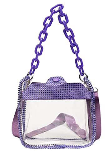 Image of Clear Evening Purses Mini Clutch Bags Women's Crossbody Rhinestone Handbags Shiny Shoulder Bag