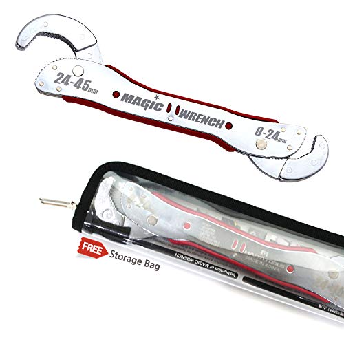 Multi-Function Magic Wrench Universal Adjustable auto-ratcheting Works as Reversible Ratchet pop Socket Combination & Pipe Monkey Spanner SAE Crescent nut Gear-Wrench Set for Craftsman & Plumbers