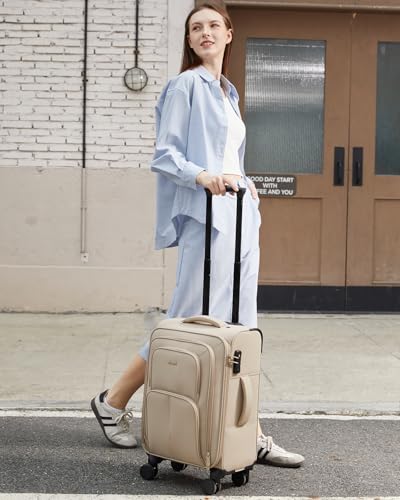 LOVEVOOK Carry On Luggage 22x14x9 Airline Approved, 22 Inch Softside Suitcases with Spinner Wheels, Lightweight Carry-on Suitcase with TSA Lock for Women Men, Large Luggage for Travel Business Trip - Image 3