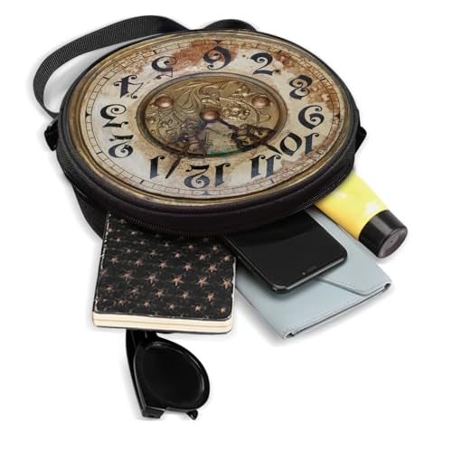Image of Women Novelty Round Clock Shape Zippered Clock Purses for Women Tote Handbag Shoulder Bag, Gift for Mom Girlfriend