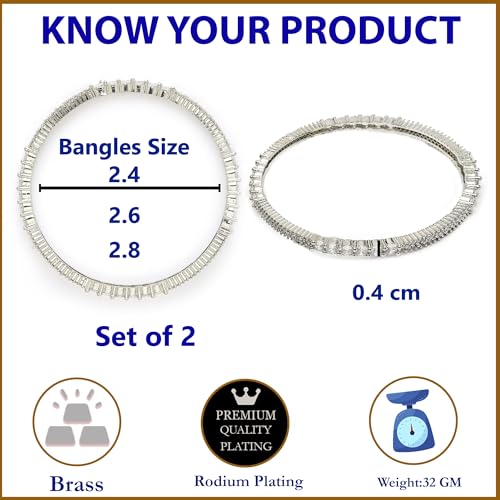 Image of ZENEME Jewellery Silver Plated Stylish Crystal AD Dual Colour Bangle Jewellery For Girls and Women