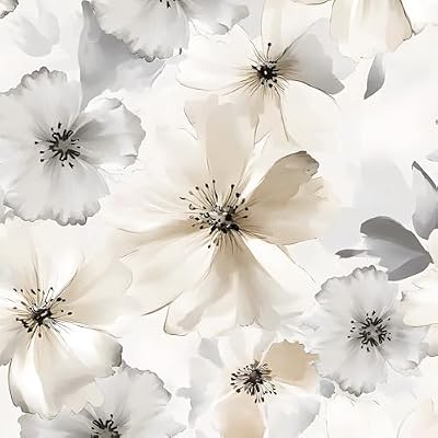 ILHIIOR White Floral Peel and Stick Wallpaper - Boho Vintage Leaf Pattern - Removable Self-Adhesive for Cabinets & Walls - 17.5''x393''