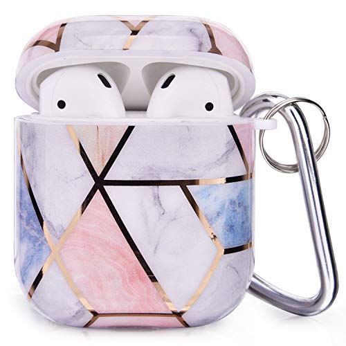 CAGOS Compatible with Airpods Cases, 3 in 1 Cute Marble Protective Hard Case