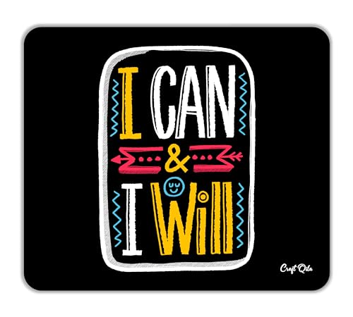 Image of Craft Qila I Can & I Will Motivational Mouse Pad for Laptop Computer (8.5 x 7.5 Inches)