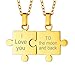 U7 2-Teilig personalisiert Partnerketten 18k vergoldet Name Gravur Puzzle Anhänger mit 50+5cm Rolokette Liebepaar Ehepaar Modeschmuck für Weihnachten Valentinstag Halskette für sie und ihn
