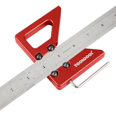 TOOLCOOL Circle Center Finder Tool Woodworking Centering Tool 45 Degree Angle Maker Draw Scribe Line Ruler Aluminum Alloy Cover