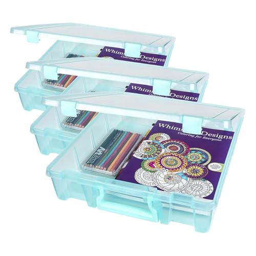Image of ArtBin 6955AA Super Satchel 1-Compartment Box, Art & Craft Organizer, Translucent Aqua (Pack of 3)