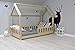 Produktbild Best For Kids Kinderbett Hausbett Kinderhaus mit Rausfallschutz Jugendbett mit 10 cm Matratze Natur Haus Holz Bett (80x180 cm mit Matratze)