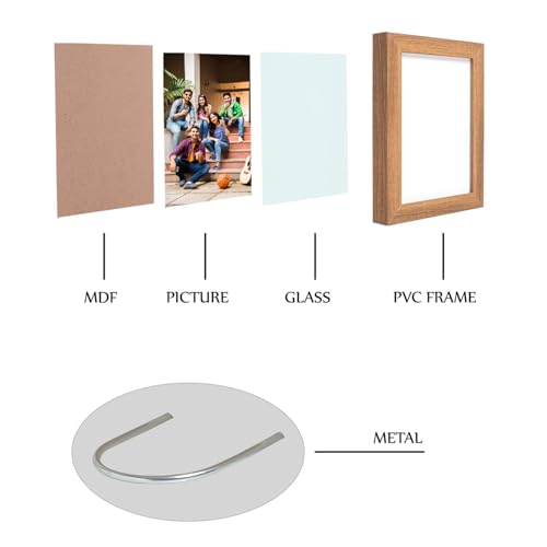 Image of GOLDEN PEACOCK Photo Frame PVC Body with MDF Back | Wall Hanging & Desk Display | Picture Frame for Gifts and Home Decor (Light Brown, Set Of 2)